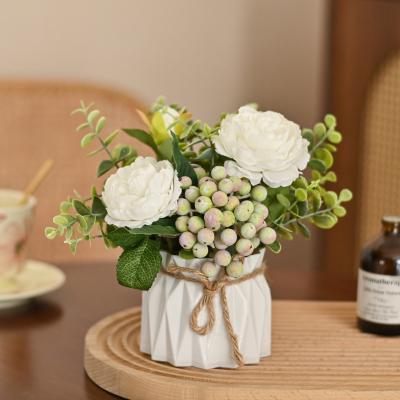 China Nordic fresh and light artificial flower ornaments, artificial flowers for living room, dried flowers, coffee table decorations, dining table flowers, silk flower arrangements for sale