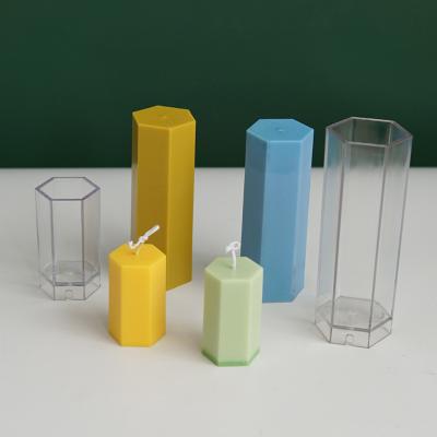 China B-4054 Disposable Hexagonal Type Acrylic Incense Candle Mold DIY Aromatherapy Pillar Candle Mold for sale