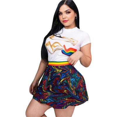 China J2468 Afirca QUICK DRY Printing Dresses Bodycon Mini Skirts Designer Dress Black Owned Business Women Floral Two Piece Outfit for sale