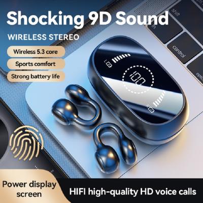 China Bluetooth 5.3 oortelefoon Volledig open oorontwerp 9D Surround Sound Game Audio-sync HIFI Digitaal scherm 1.5H Charging 6H Single Playback Te koop