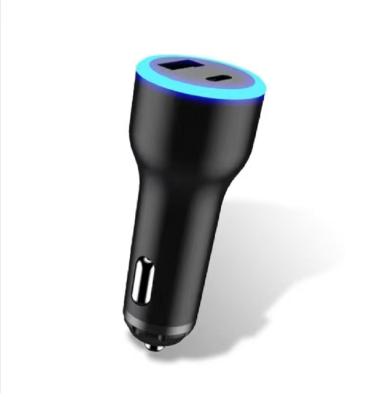 China Apoya la carga rápida de portátil USB-C PD 65W (20V/3.25A) + USB-A QC 18W, material resistente al fuego ABS + PC, luz de indicador LED azul en venta