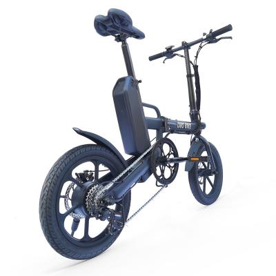 China Aluminum Alloy Rise 6 Speed 16 Inch Wheel Electric Bike Frame F/R Disc Brake Adult Aluminum Foldable Mountain E Bike for sale