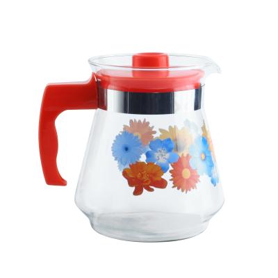 China Large Size 1500ML Sustainable Heat Resistant Glass Teapot With Plastic Handle And Lid for sale