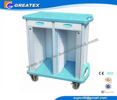 China 2 Drawers Double Rows 50 Layers hospital plastic record trolley ABS for sale