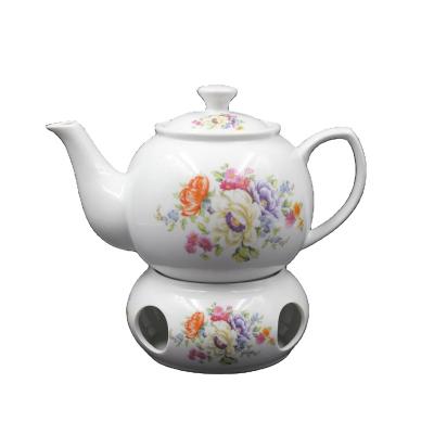 China Super Sustainable White Porcelain Teapot With Heat Base Warmer Base Sconce for sale