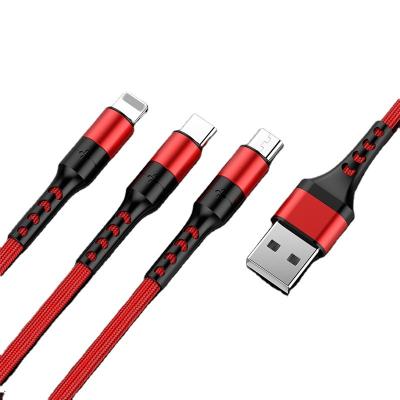 China Hot Sale 3 Speed Data In1 Fast Charging USB Cable For iPhone USB Charger Android Fast Charging Nylon Cable For Type-C Smartphones Samsung Charger for sale