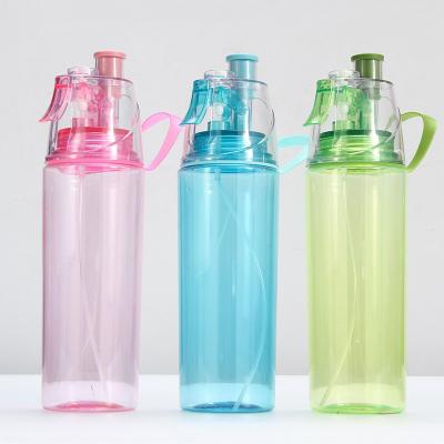 China 0.6L Straw Viable Plastic Water Bottle Portable Bottle With Straw With Lid Sealed Drinking Spray Cup Dual Use Customized Logo for sale