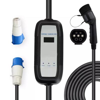 China Smart simple style 32A Adjustable Portable EV Charger Type 2 220v With CE Plug Electric Vehicle Car Charger for sale