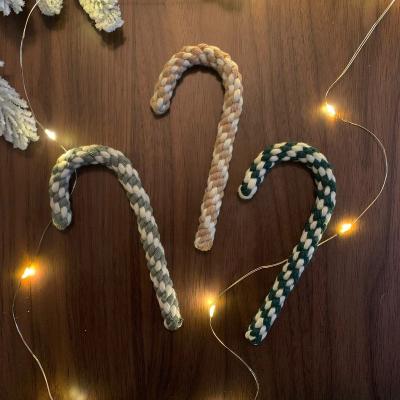 China 100% Eco-Friendly Macrame Candy Cane Ornament Christmas Holiday Decor Ornaments for sale