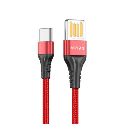 China High Speed Fast Charging Red Black Type C Fast Charging Mobile Phone USB MP3/MP4 Player Factory Price Data 2.4A Nylon Cable for sale