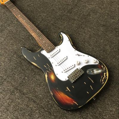 China Vintage mahogany heavy style relic oem stratocaster electric guitar string instruments custom handcrafted instrument for sale