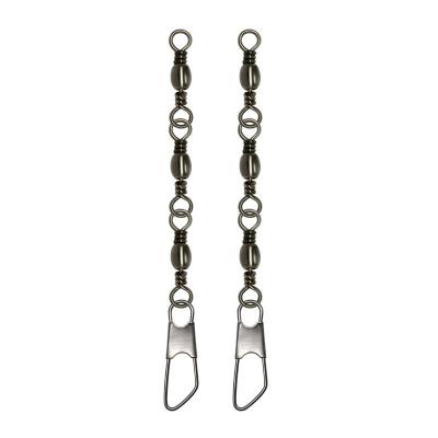 China Outdoor Activities Fishing Saltwater Brass Fishing Combine Barrel Swivel Safety Snap 3 Joint Linked Joint Swivels for sale