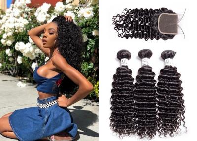 China Cheap Deep Curly Hair Brazilian Human Hair 3 Bundles With Closure for sale