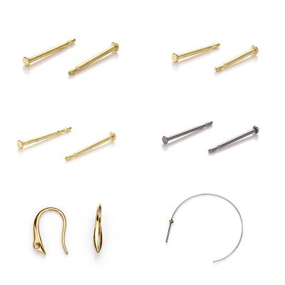 China Copper Brass Earring Post Wire Hook Jewelry Making Earring Pin Clip for sale