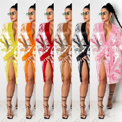 China 2021 large size multi-color long-sleeved fresh cardigan WDC anti-wrinkle shawl coat for sale