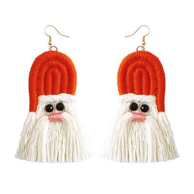 China Customization Ornaments Wholesale Cartoon Creative Christmas Women's Earrings Christmas Bohemian Tassel Weaving Handmade Earrings for sale