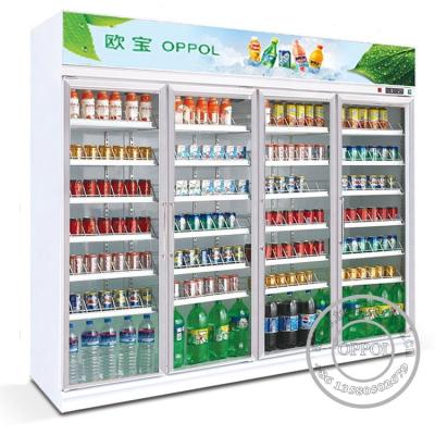 China Air Cooling Upright Supermarket Display Refrigerator Showcase Commercial Beverage Cooler with 2 Compressors for sale