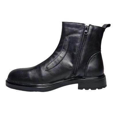 China Durable Nylon Fabric Gusset Genuine Leather Upper for Non Protect Toe Type Bussiness Boots for Unisex for sale