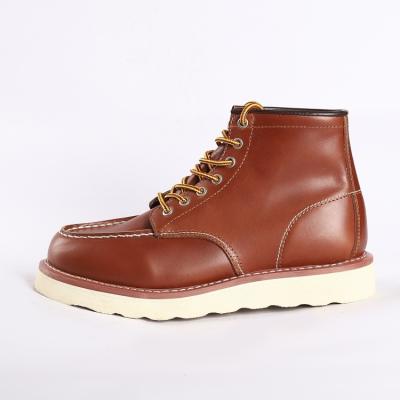 China Lightweight Goodyear protection footwear with Lace-up Closure and EVA Sole Material RED Work Boots for sale