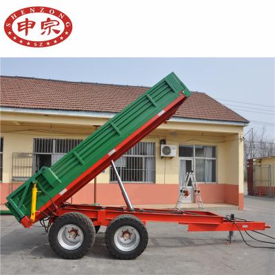 China Hydraulic dump agriculture transport tractor tandem dump tipping farm trailer for sale