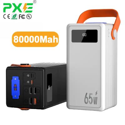 China Wholesale Fast Charging Support PXE PD65W 80000mah Power Bank With Car Jump Starter/LCD Digital Display Smart Phone Fast Charging Portable Charger for sale