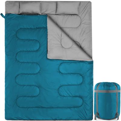 China Waterproof Outdoor Double Padded Camping Sleeping Bag With Pillows Can Be Split And Spliced Waterproof for sale