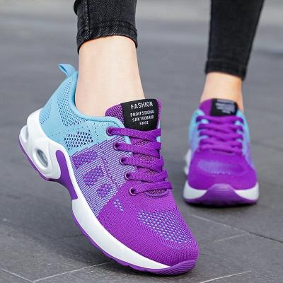 China Fashion Trend Lady Running Shoes High Elastic Woven Comfortable Sneakers Lace Up Jogging Shoes Woman Flat Sports Shoes for sale