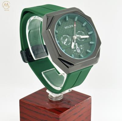China Men's Luxury Watch Waterproof Luminous Automatic Moon Date Silicone Leisure Quartz Men's Watch for sale