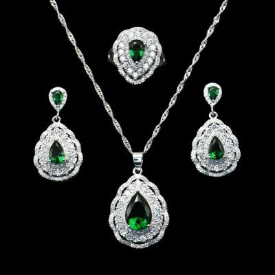 China Cheerfeel NA-311 Jewelry Set Women Jewelry Cut Oval Gemstone Shinny Ring Necklace Jewelry Set Girls Jewelry Set for sale