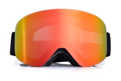 China 2019 winter season magnetic ski goggles with good price and good quality, glossy white black strap with customzied color for sale