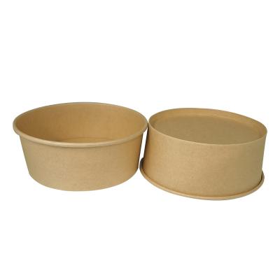 China Disposable Take Out Container Disposable Kraft Paper Salad Bowl With Lid for sale