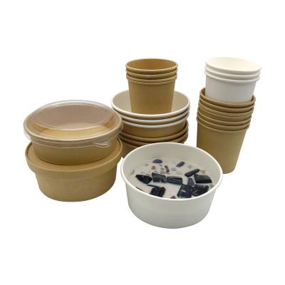 China Wholesale Custom Disposable Take Out Kraft Paper Containers Food Paper Bowl for sale