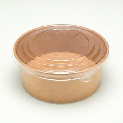 China Custom Printed 1000ml Disposable Logo Salad Disposable Paper Bowl With Plastic / Paper Lid for sale