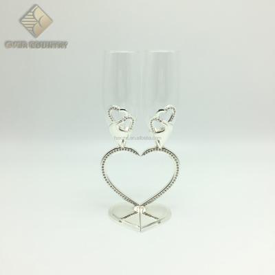China Wine or Wedding Souvenirs Champagne Wine Glasses Wedding Glass Carving Heart Shape Crystal Wedding Gift for sale