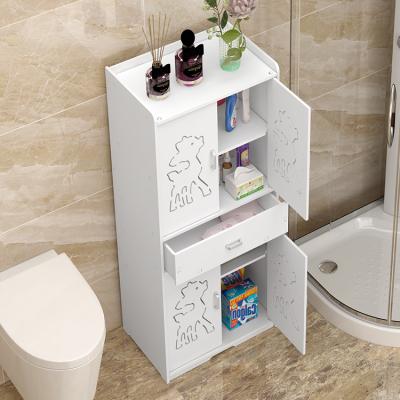 China Simple Modern European Style PVC Bathroom Storage Cabinet With Drawers Storage Organizer For Bathroom for sale