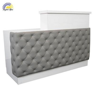 China Modern Luxury LightSpa salon Cheap Minimalist Style Modern Extendable Furniture Office Reception Desk Counter Table for sale