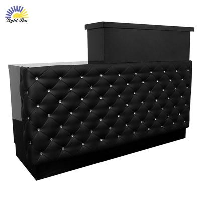 China Modern Luxury LightSpa Reception Desk Counter Desk for Checkout & Retail Front Counter Table Minimalist Wood Office Furniture Customizable for sale