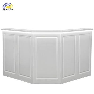 China Modern Luxury LightSpa white Reception desk beauty salon L corner curved salon furniture small reception desk reception counter front desk for sale