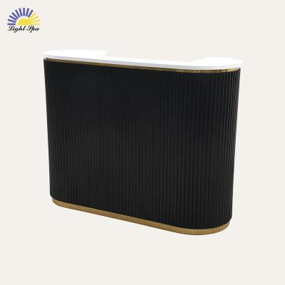 China Modern Luxury LightSpa Modern minimalist small marble metal gold-plated cash register beauty salon bar reception desk custom color front desk for sale