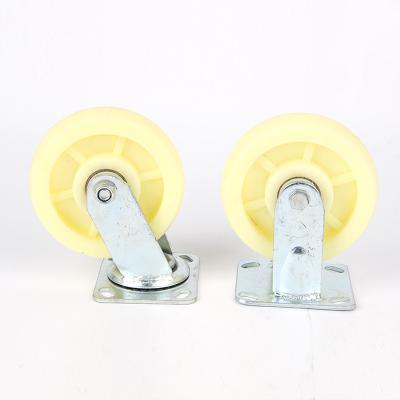 China Synthetic rubber manufacturers sell white 6-inch thick wear-resistant wheel caster carts steering flat-bottom mobile universal for sale