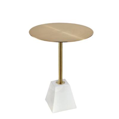 China Factory Direct (Other) Adjustable Spun Stainless Steel Corner Table With Marble Top Lounge for sale