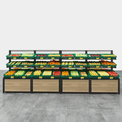 China Good quality super market double sided fruit shelf and vegetable rack shelf for sale