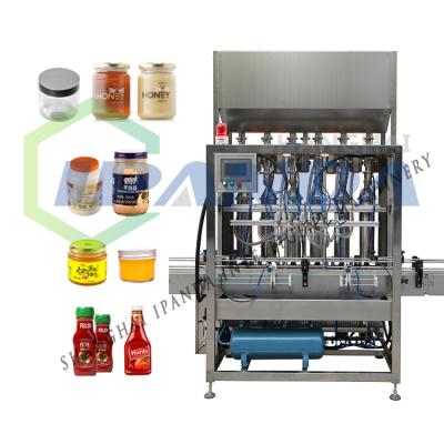 China Linear Type Automatic Piston Bottling Line Peanut Butter Filling Food Machine With Mixer for sale