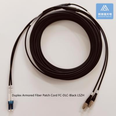 China FC-DLC-20M Duplex Armored Fiber Patch Cable 3.3mm Black LSZH Patch Lead for sale