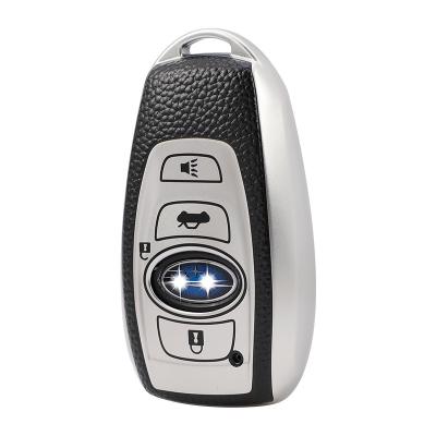 China Protect Car Key Carbon Tpu Leather Car Key Case Cover For SUBARU FROESTER LEGACY OUTBACK xv BRZ Subaru Car Key Cover Cases for sale