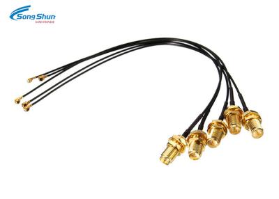 China IPX de cobre U.Fl dos conjuntos de cabo do RF à antena 1,37 fêmea da trança de RP-SMA WiFi à venda