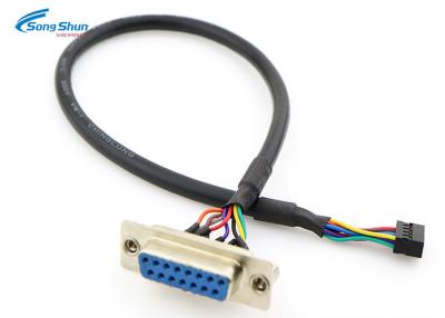 Cina Femmina nera dell'Assemblea di cablaggio del cavo 9Pin VGA a Du Pont 2.0mm 10Pin 24AWG in vendita