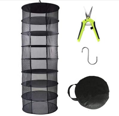China Herb Drying Rack Net Dryer 8 Layer Diameter 60cm Diameter Black Easily Assembled Mesh With Dryer Opendoor Hydroponics With 1pcs Shears for sale