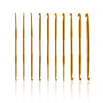 China Garment Shops Best Selling Gold Knitting Needle Double Head Aluminum Crochet Hook for sale