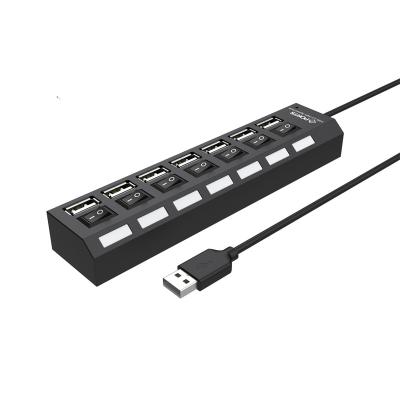 China Popular High Speed Individual Power Switch And LED Light USB Hub Driver 2.0 Port 7 16.5*3.5*2.5cm for sale